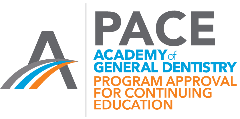 PACE logo which reads Academy of General Dentistry Program Approval for Continuing Education