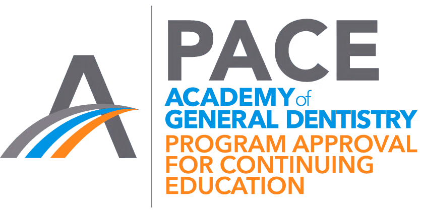PACE logo which reads Academy of General Dentistry Program Approval for Continuing Education